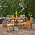 Christopher Knight Home Maura Outdoor Acacia Wood 5 Piece Dining Set with Water Resistant Cushion