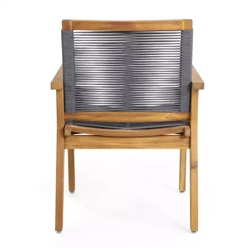 Set da pranzo da esterno Christopher Knight Home Mcgill da 7 pezzi, in corda e legno di acacia, teak/grigio scuro