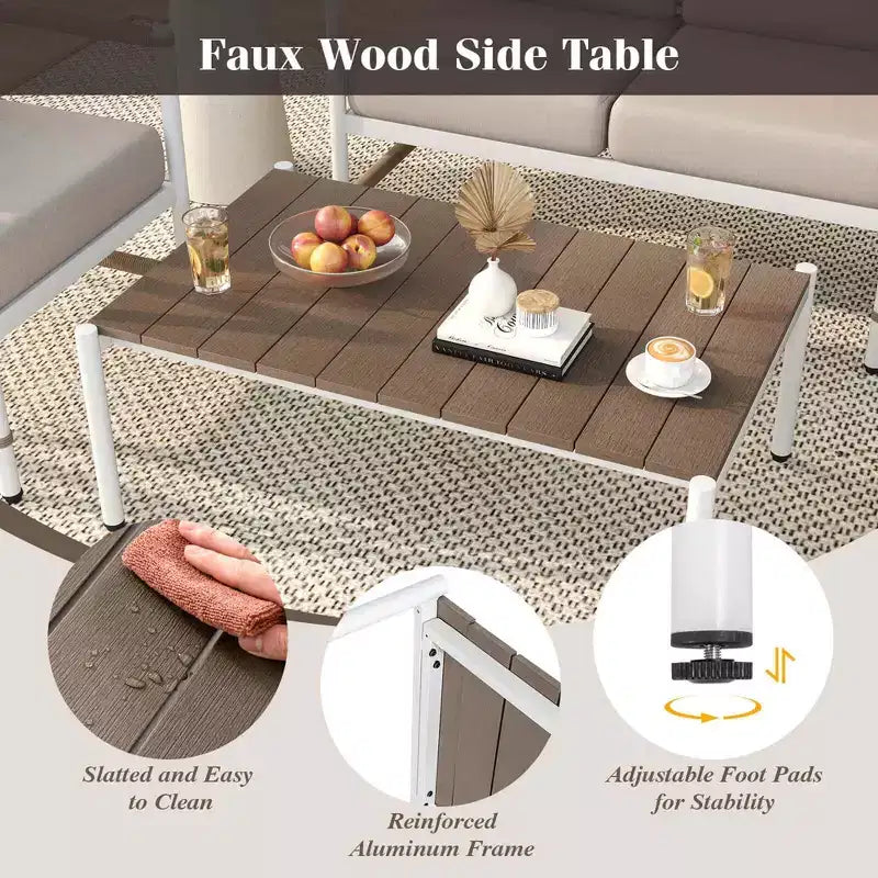 Costway 2 PCS Patio Furniture Set Loveseat Sofa with Coffee Table Thick Cushions