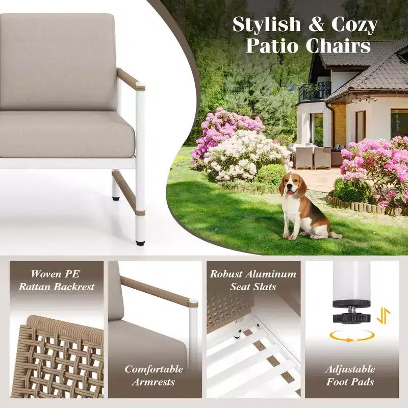 Costway 2 PCS Patio Furniture Set Loveseat Sofa with Coffee Table Thick Cushions