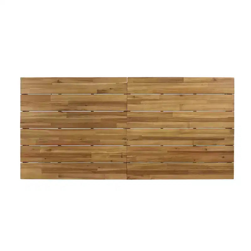 Christopher Knight Home Dane 7-teiliges Outdoor-Esszimmerset aus Korbgeflecht und Akazienholz mit Kissen, Teakholz/Mehrfarbig-Braun