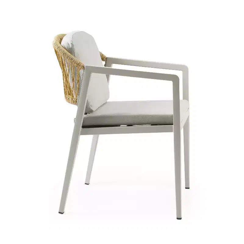 Ensemble de salle à manger extérieur de patio 7 pièces avec chaise de salle à manger en rotin PE et table extensible, bois d’acacia, gris+naturel-ModernLuxe