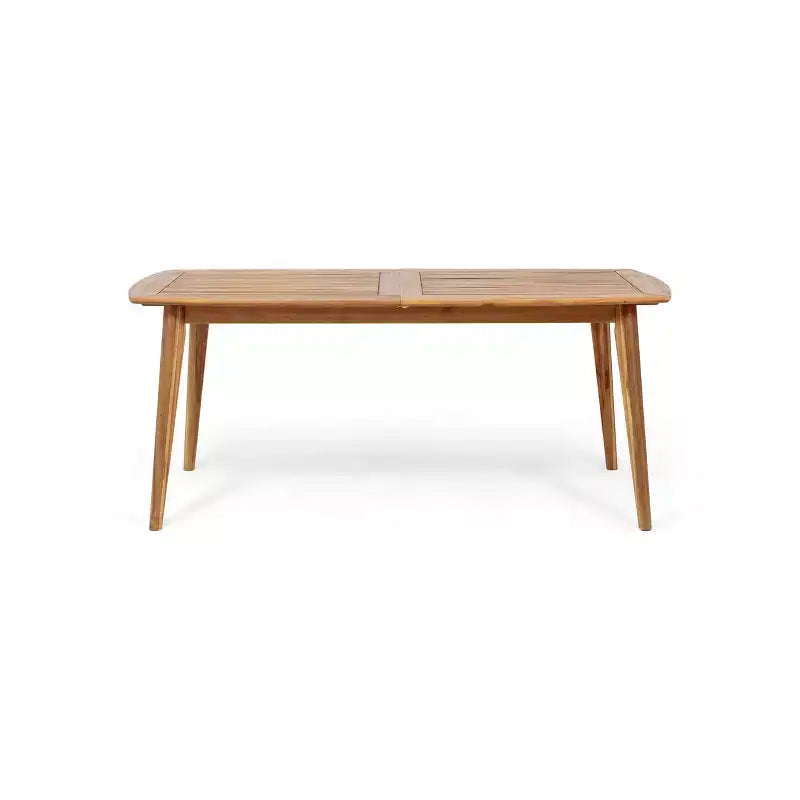 Ensemble de salle à manger extérieur de patio 7 pièces avec chaise de salle à manger en rotin PE et table extensible, bois d’acacia, gris+naturel-ModernLuxe
