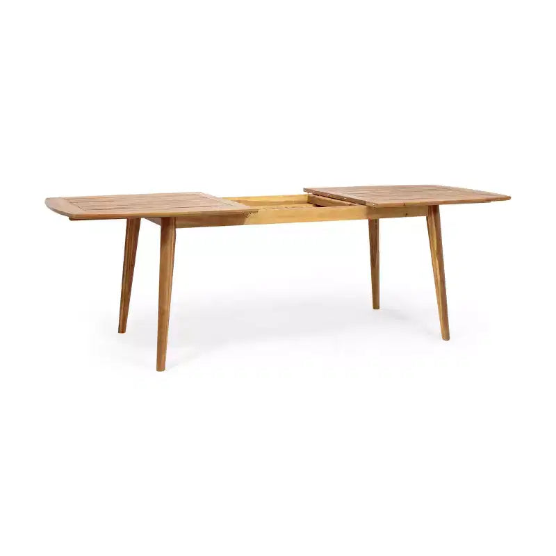 Ensemble de salle à manger extérieur de patio 7 pièces avec chaise de salle à manger en rotin PE et table extensible, bois d’acacia, gris+naturel-ModernLuxe