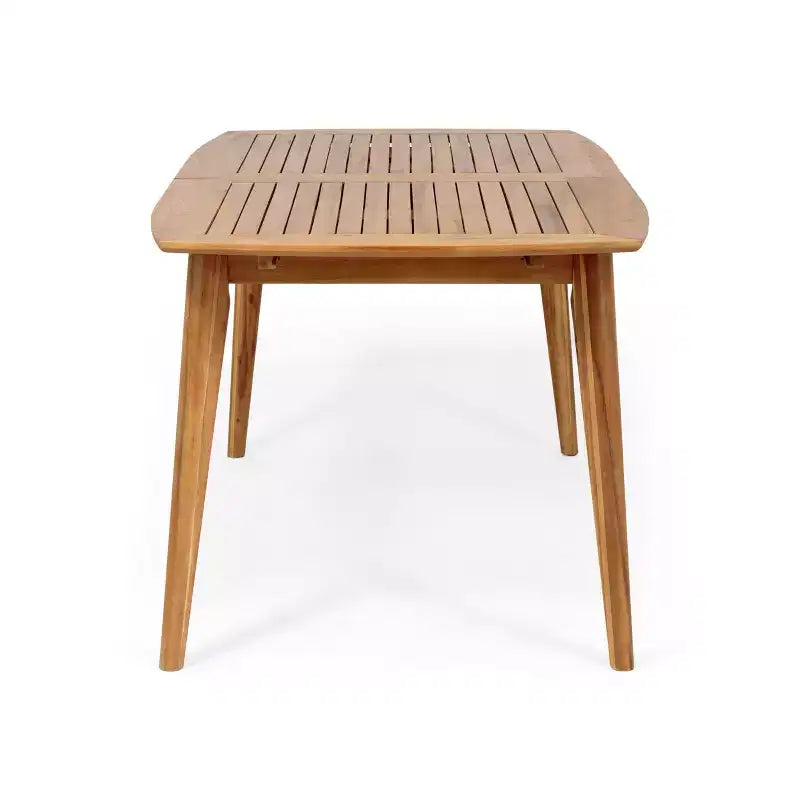 Ensemble de salle à manger extérieur de patio 7 pièces avec chaise de salle à manger en rotin PE et table extensible, bois d’acacia, gris+naturel-ModernLuxe