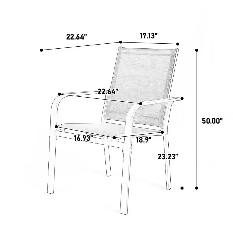 GDFStudio Eudora weerbestendige 7-delige eetset voor buiten met 6 Textilene-stoelen