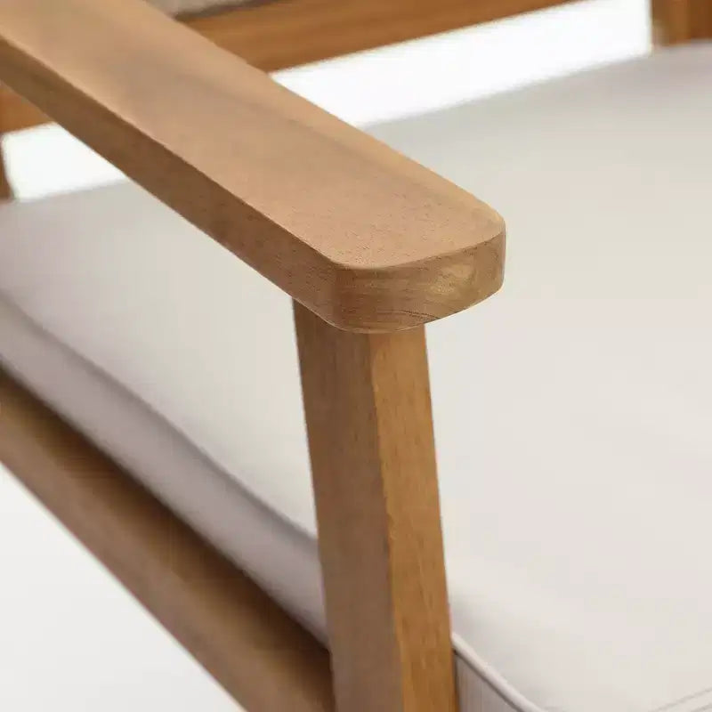 LuxenHome Outdoor Acacia Wood Rope Back Armchairs with Cushions, Set of 2