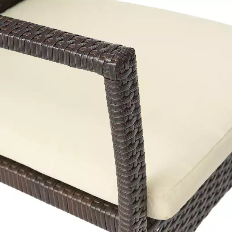 Juego de comedor de 7 piezas para exteriores Christopher Knight Home Talbot, de madera de acacia y mimbre, con cojín