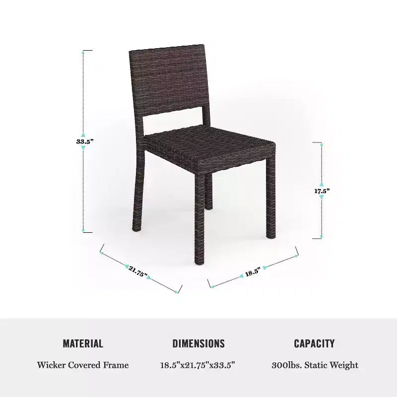 Martha Stewart Bedford set da pranzo da 7 pezzi per interni ed esterni con 6 sedie da pranzo impilabili e tavolo da patio da 62 con piano in legno composito e intrecciato in rattan