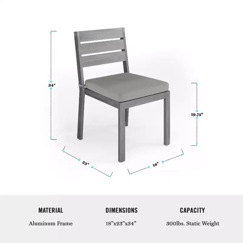 Set da patio per interni ed esterni Martha Stewart Bedford con tavolo da 71 e 8 sedie da pranzo, finitura in alluminio con venature del legno spazzolato e cuscini per seduta resistenti a tutte le condizioni atmosferiche