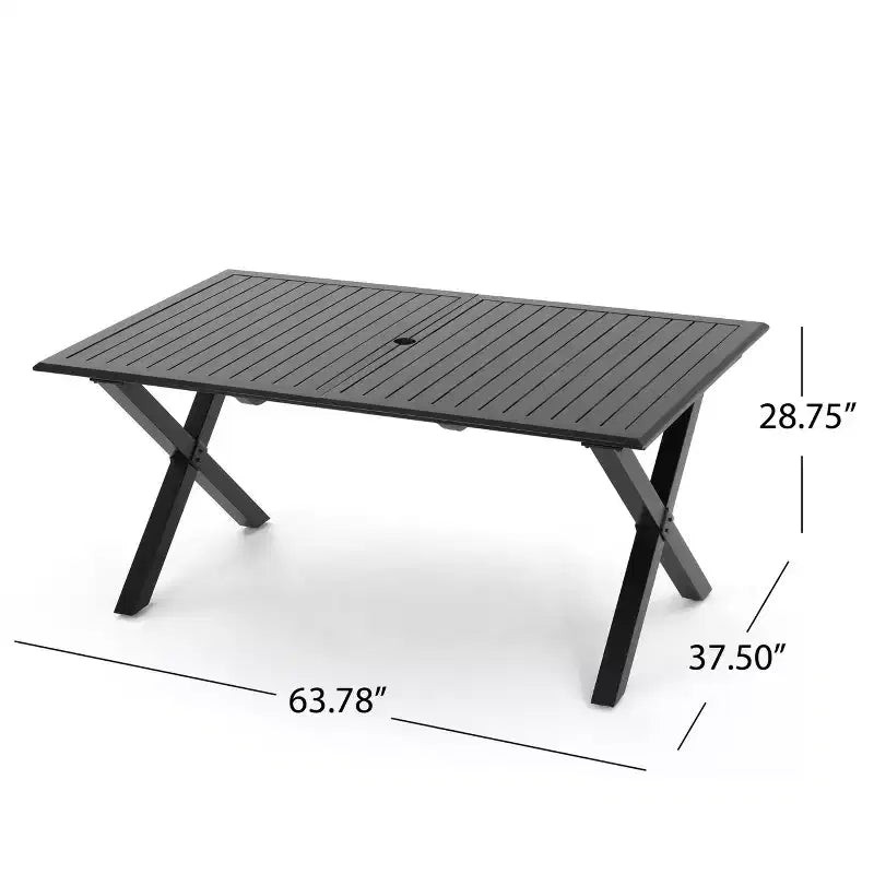 Juego de comedor de exterior Christopher Knight Home Rogge de mimbre y aluminio, extensible, de 7 piezas, con cojines, marrón claro/negro mate