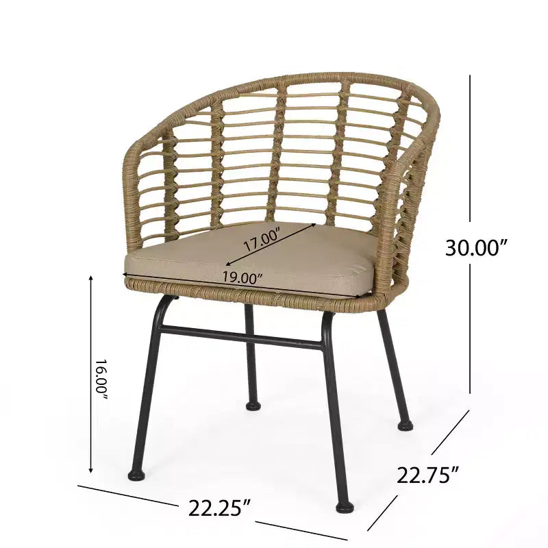 Juego de comedor de exterior Christopher Knight Home Rogge de mimbre y aluminio, extensible, de 7 piezas, con cojines, marrón claro/negro mate