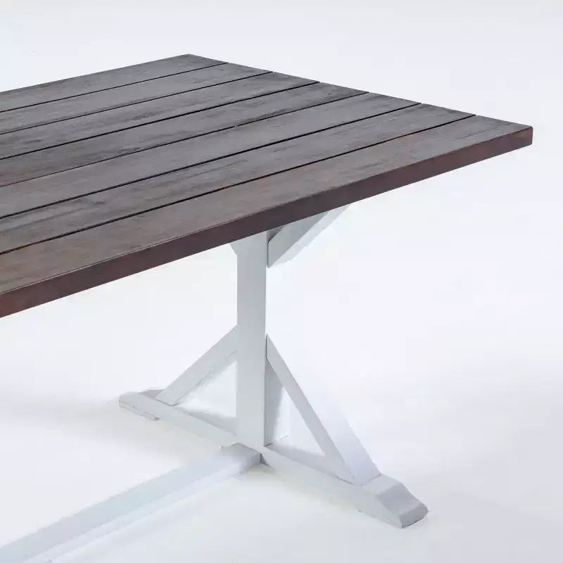 Juego de comedor de 7 piezas para exterior Shalimar de Christopher Knight Home, de madera de acacia, marrón oscuro y blanco