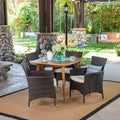 Christopher Knight Home Coronados Outdoor Acacia Wood and Wicker 5 Piece Dining Set with Cushions