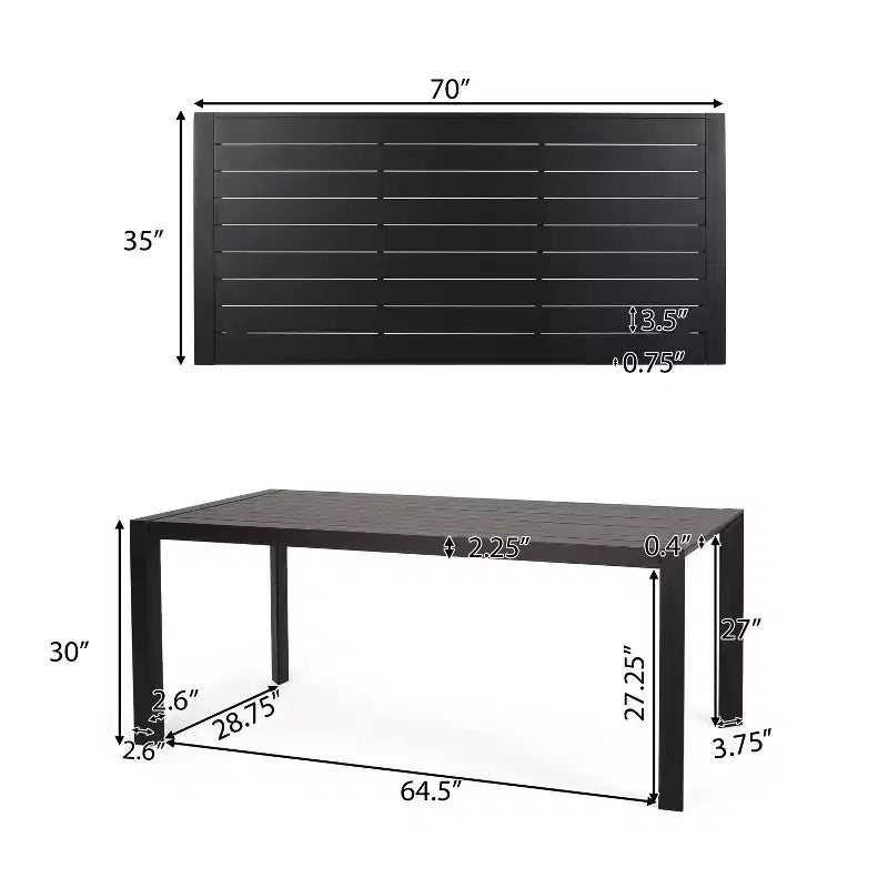 Christopher Knight Home Naop 7-delige eetset voor buiten van gaas en aluminium, zwart