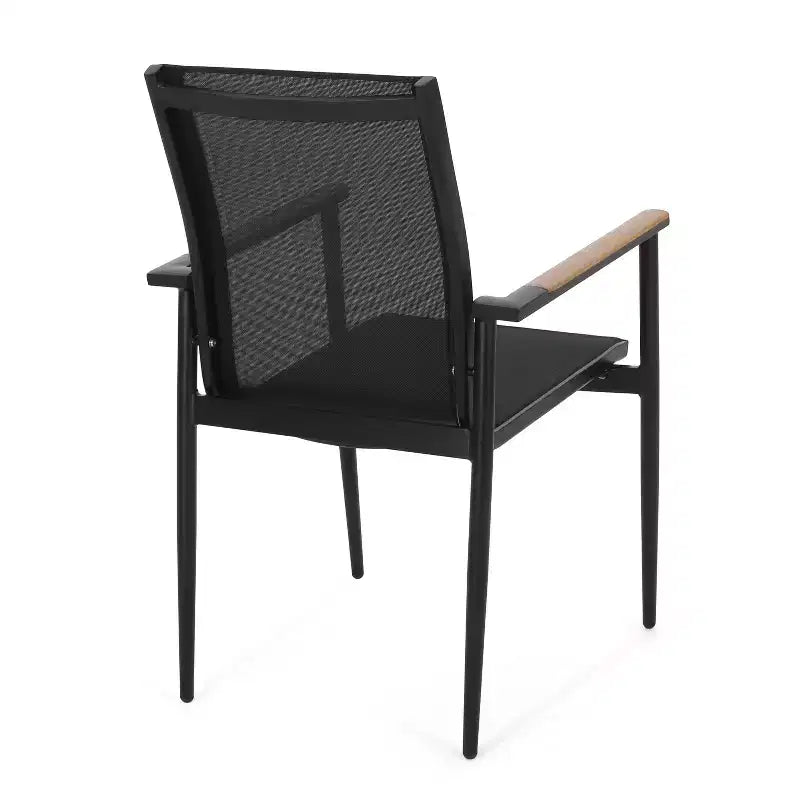 Christopher Knight Home Naop 7-delige eetset voor buiten van gaas en aluminium, zwart