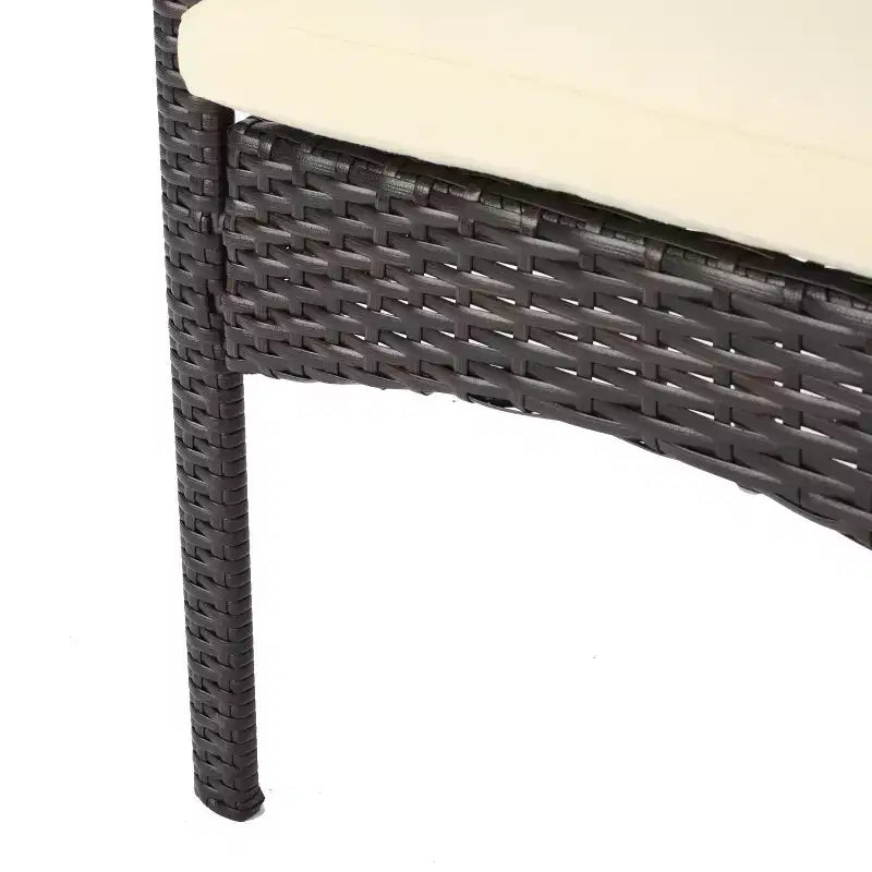 Christopher Knight Home Ballard 7-teiliges Outdoor-Ess-Set aus Korbgeflecht und Akazienholz mit Sitzkissen, Teakholz/Mehrfarbig Braun