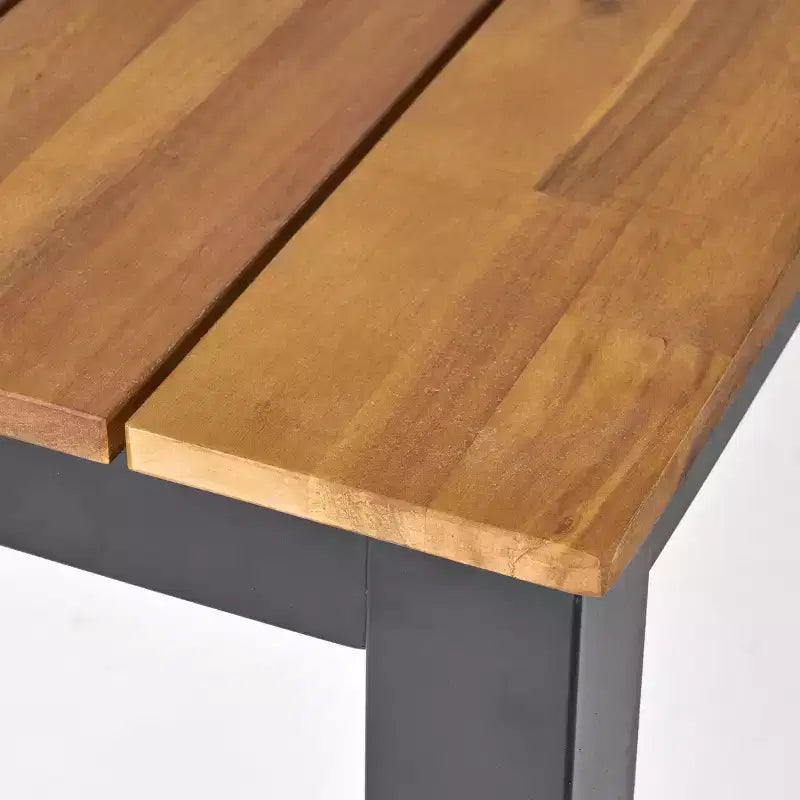 Christopher Knight Home Ballard 7-teiliges Outdoor-Ess-Set aus Korbgeflecht und Akazienholz mit Sitzkissen, Teakholz/Mehrfarbig Braun