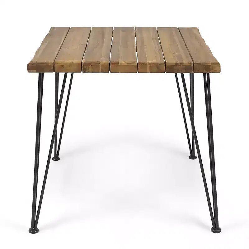 Christopher Knight Home Clayton 5-teiliges Essgruppen-Set für den Außenbereich aus Akazienholz und Korbgeflecht mit Auflage, Teak/Mehrfarbiges Braun