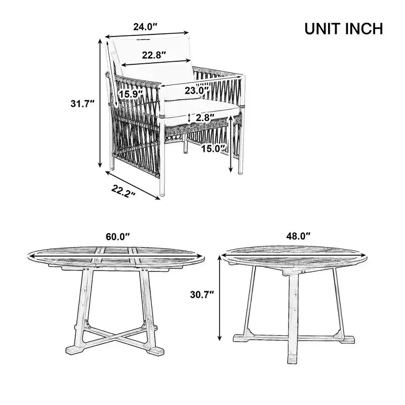 Set da pranzo da patio GDFStudio Eden Modern da 5 pezzi, con tavolo allungabile in legno e ferro