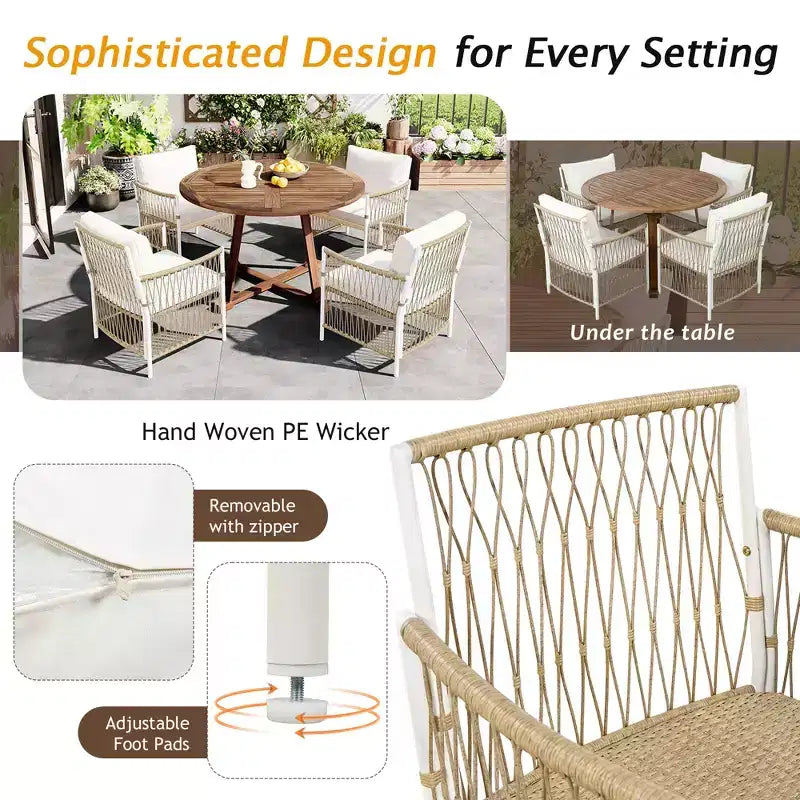 Set da pranzo da patio GDFStudio Eden Modern da 5 pezzi, con tavolo allungabile in legno e ferro