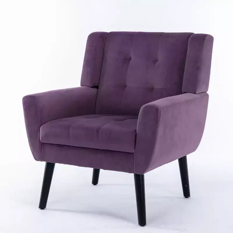 Modern Upholstered Accent Chair with Black Legs for Bedroom and Living Room