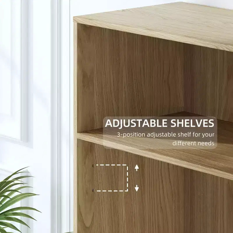 2-Piece Set of Large-Sized Modern Minimalist Wood Grain Edge Cabinets Without Doors, with 4-Layer Shelves