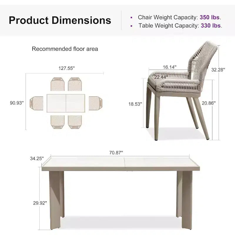Conjunto de comedor para patio PURPLE LEAF, mesa de metal y sillas de ratán de mimbre para porche exterior, jardín o cocina, conjuntos de muebles modernos de exterior