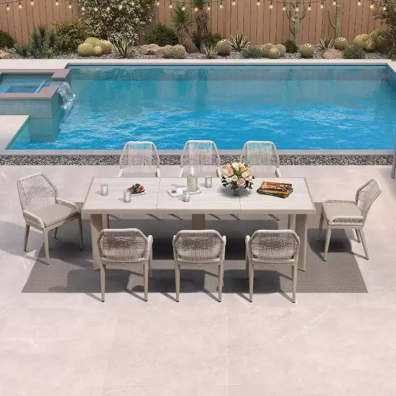 Conjunto de comedor para patio PURPLE LEAF, mesa de metal y sillas de ratán de mimbre para porche exterior, jardín o cocina, conjuntos de muebles modernos de exterior