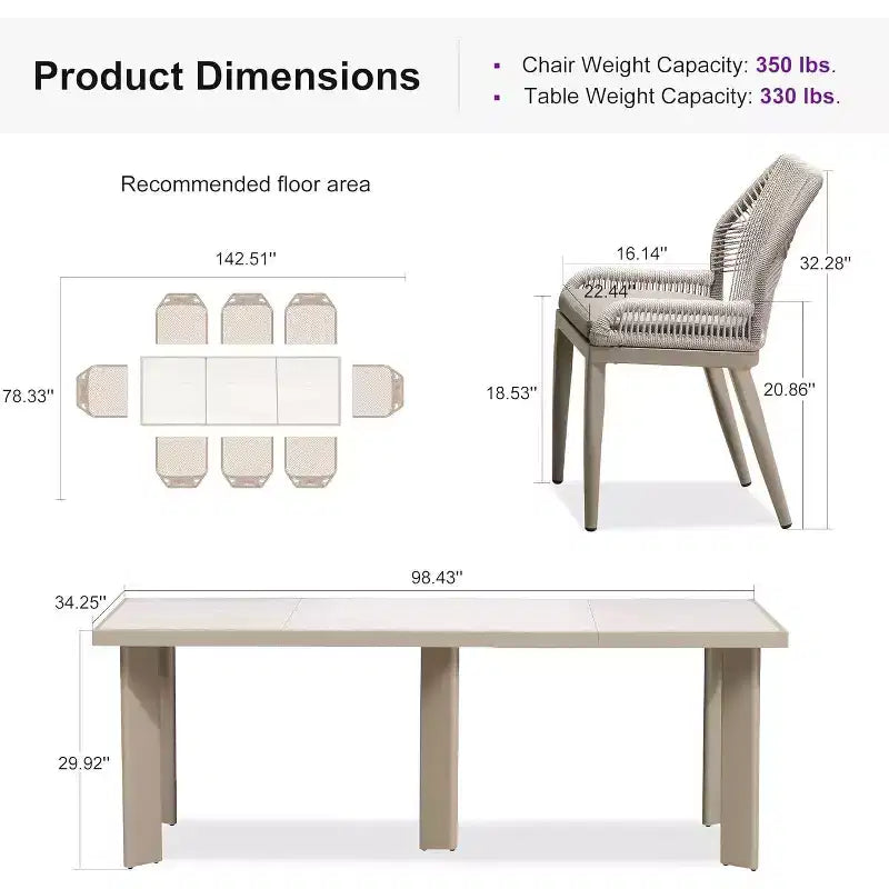 Conjunto de comedor para patio PURPLE LEAF, mesa de metal y sillas de ratán de mimbre para porche exterior, jardín o cocina, conjuntos de muebles modernos de exterior