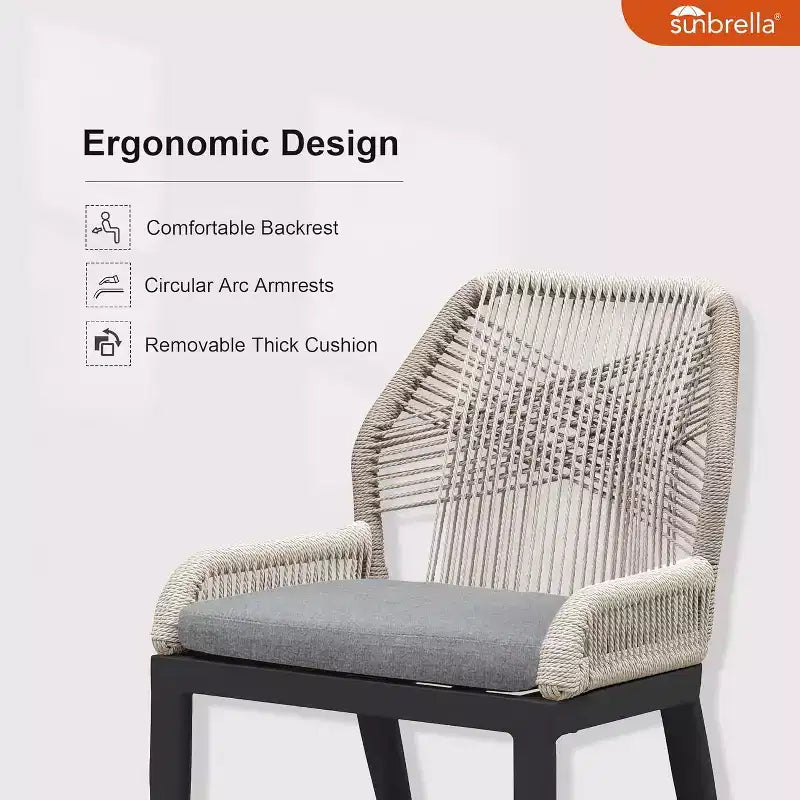Conjunto de comedor para patio PURPLE LEAF, mesa de metal y sillas de ratán de mimbre para porche exterior, jardín o cocina, conjuntos de muebles modernos de exterior