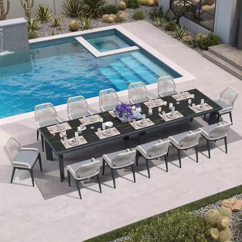 Conjunto de comedor para patio PURPLE LEAF, mesa de metal y sillas de ratán de mimbre para porche exterior, jardín o cocina, conjuntos de muebles modernos de exterior