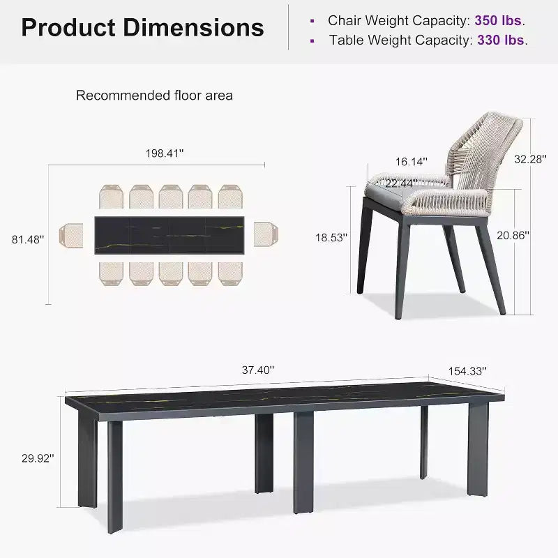 Conjunto de comedor para patio PURPLE LEAF, mesa de metal y sillas de ratán de mimbre para porche exterior, jardín o cocina, conjuntos de muebles modernos de exterior