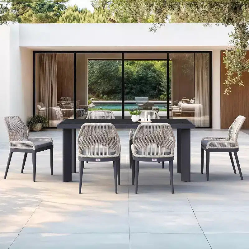 Conjunto de comedor para patio PURPLE LEAF, mesa de metal y sillas de ratán de mimbre para porche exterior, jardín o cocina, conjuntos de muebles modernos de exterior