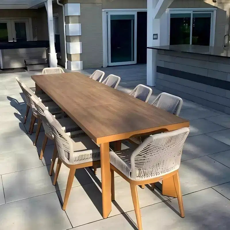 Conjunto de comedor para patio PURPLE LEAF, mesa de metal y sillas de ratán de mimbre para porche exterior, jardín o cocina, conjuntos de muebles modernos de exterior