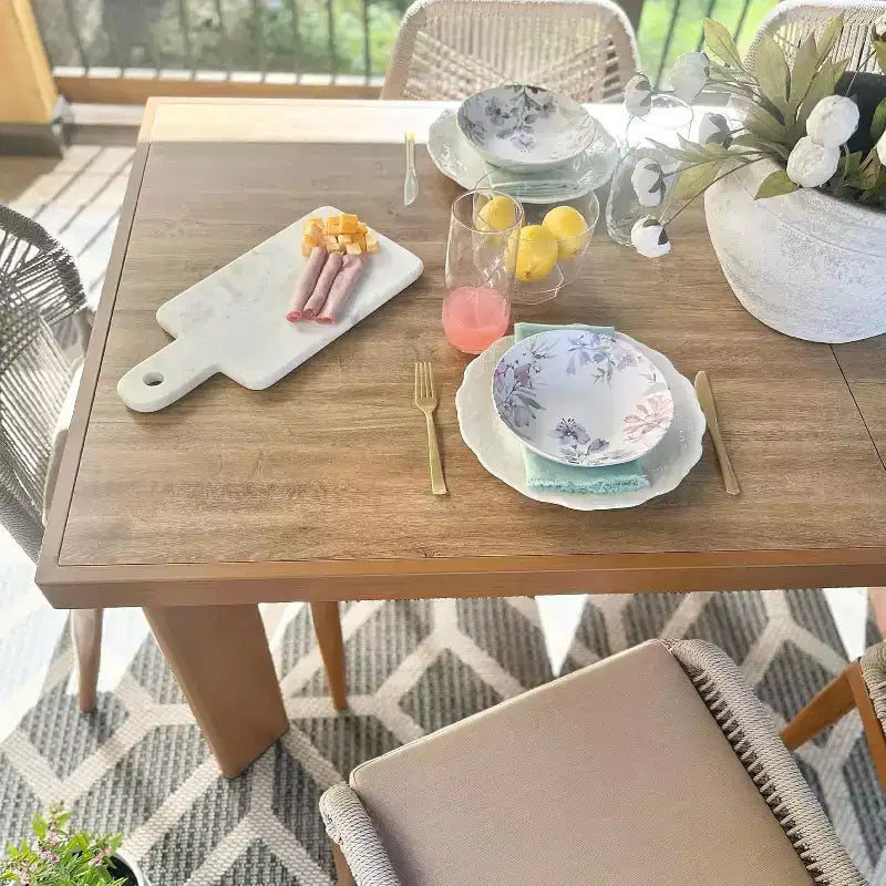 Conjunto de comedor para patio PURPLE LEAF, mesa de metal y sillas de ratán de mimbre para porche exterior, jardín o cocina, conjuntos de muebles modernos de exterior