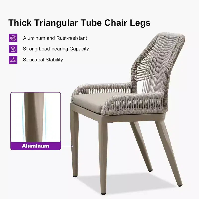 Conjunto de comedor para patio PURPLE LEAF, mesa de metal y sillas de ratán de mimbre para porche exterior, jardín o cocina, conjuntos de muebles modernos de exterior