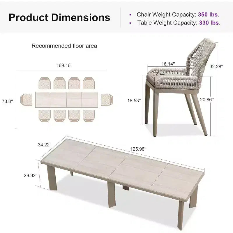 Conjunto de comedor para patio PURPLE LEAF, mesa de metal y sillas de ratán de mimbre para porche exterior, jardín o cocina, conjuntos de muebles modernos de exterior