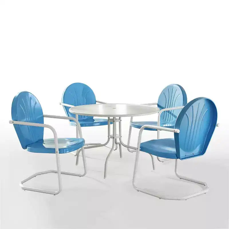 HomeStock Griffith 5-teiliges Outdoor-Essset aus Metall – Tisch und 4 Stühle