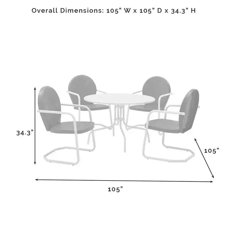 HomeStock Griffith 5-teiliges Outdoor-Essset aus Metall – Tisch und 4 Stühle