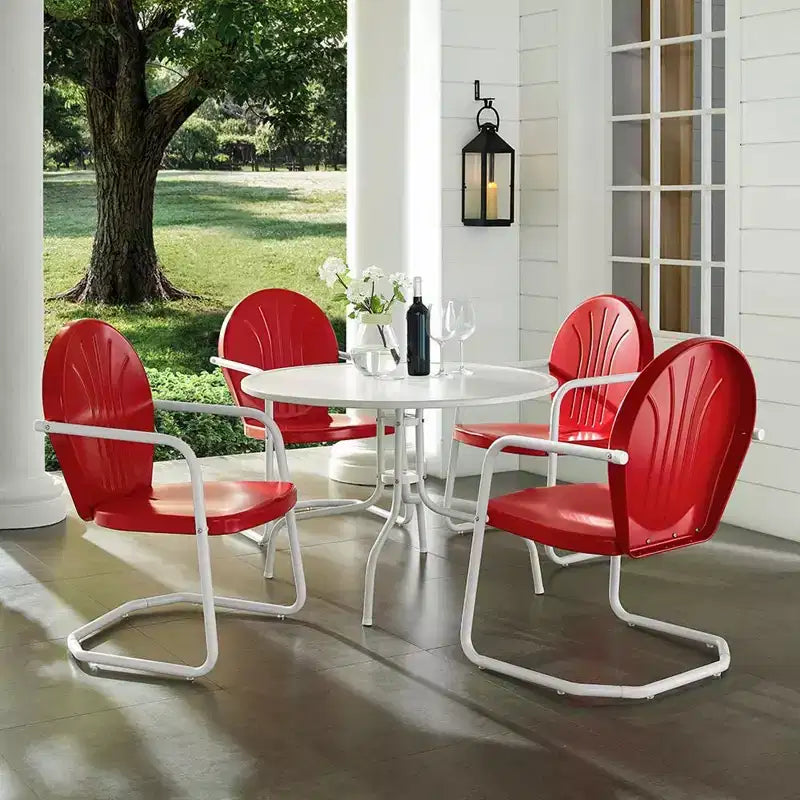 HomeStock Griffith 5-teiliges Outdoor-Essset aus Metall – Tisch und 4 Stühle