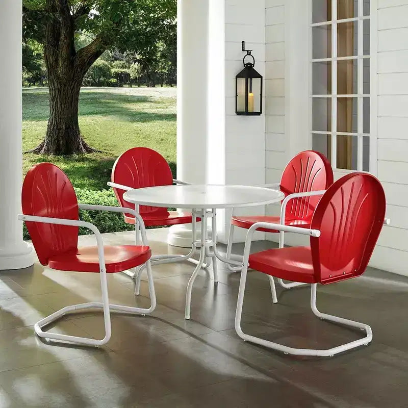 HomeStock Griffith 5-teiliges Outdoor-Essset aus Metall – Tisch und 4 Stühle