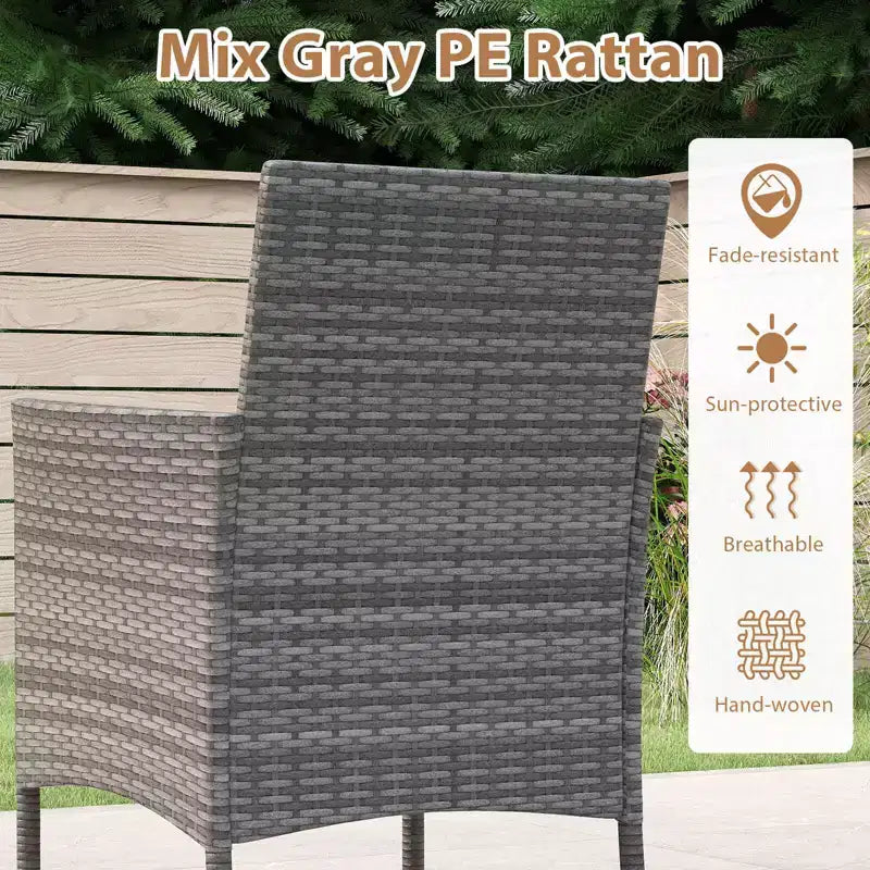 Set da pranzo da patio Costway da 5 pezzi in vimini PE, con cuscini e foro per ombrellone da 1,97