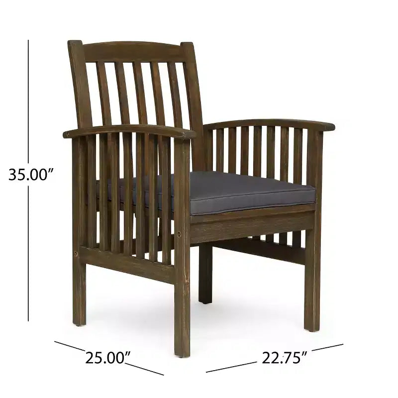 Conjunto de comedor de 5 piezas para exteriores Christopher Knight Home Laussat, de madera de acacia, con cojines