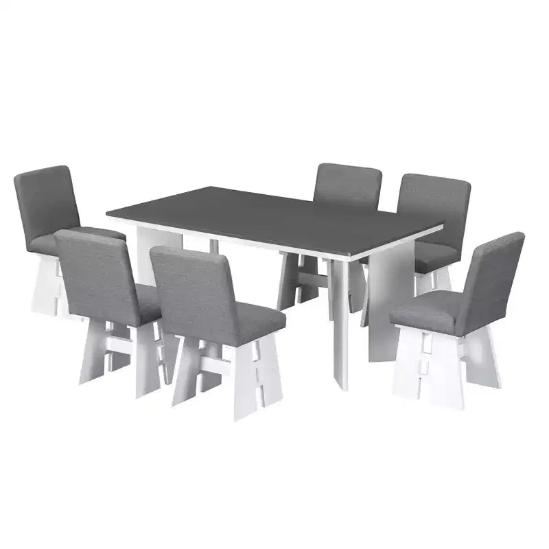 Whisen 7-Piece Dining Table Set with 6 Upholstered Chairs