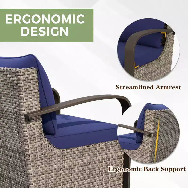 EAGLE PEAK Coastal Vista Gartenmöbel-Set für den Außenbereich, halbrundes, geschwungenes Sitz-Set aus Geflecht mit Couchtisch