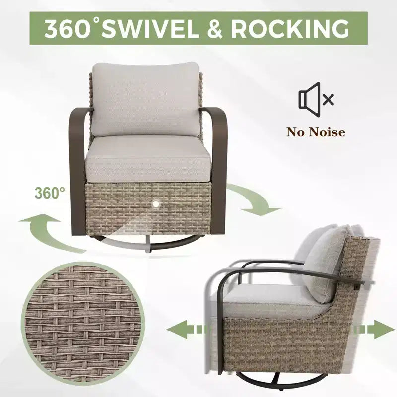 EAGLE PEAK Coastal Vista Gartenmöbel-Set für den Außenbereich, halbrundes, geschwungenes Sitz-Set aus Geflecht mit Couchtisch