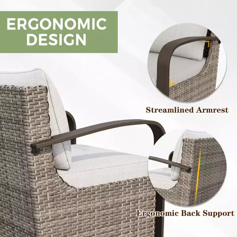 EAGLE PEAK Coastal Vista Gartenmöbel-Set für den Außenbereich, halbrundes, geschwungenes Sitz-Set aus Geflecht mit Couchtisch