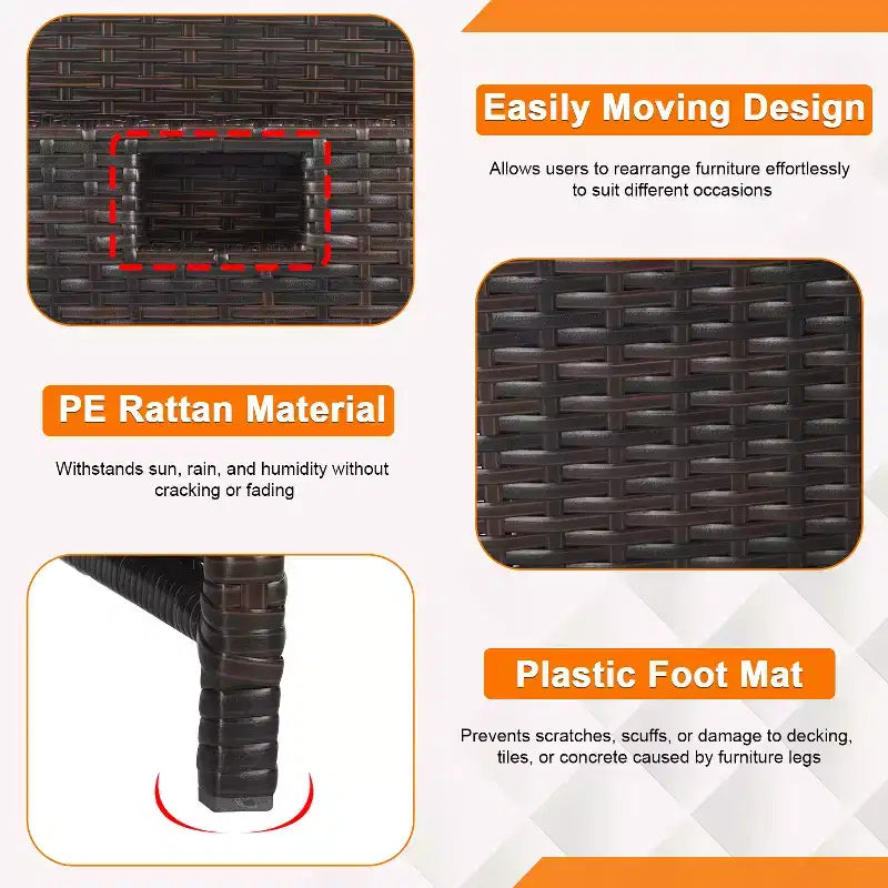 Juego de muebles de patio exterior BestMassage con 4 sillas de ratán, caqui