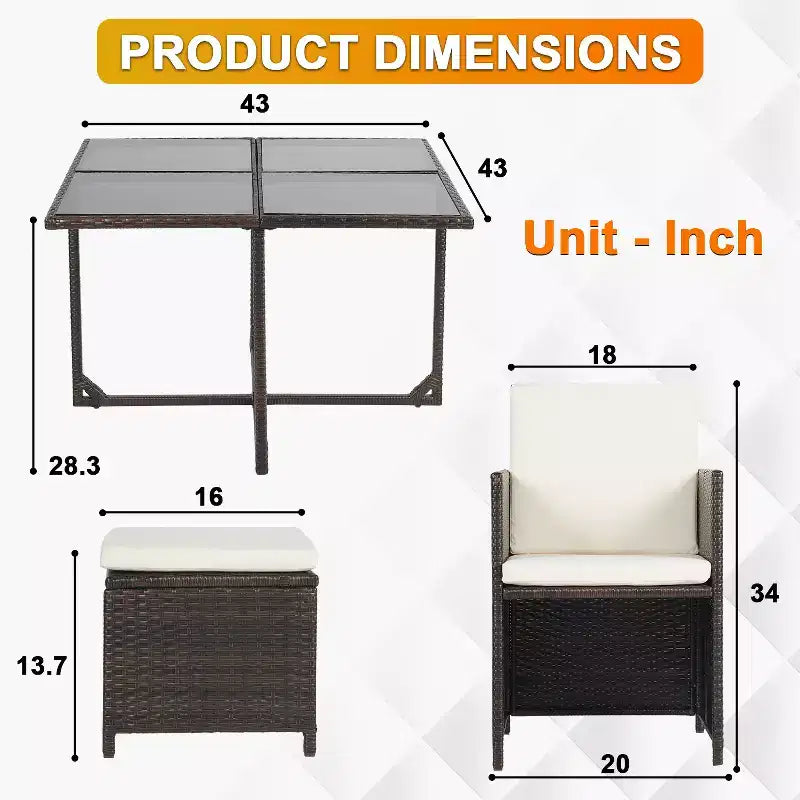 Juego de muebles de patio exterior BestMassage con 4 sillas de ratán, caqui
